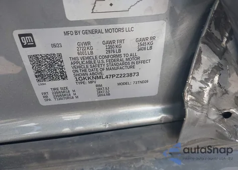 2023 GMC Acadia Fwd Slt z USA, uszkodzony, nr VIN 1GKKNML47PZ223873